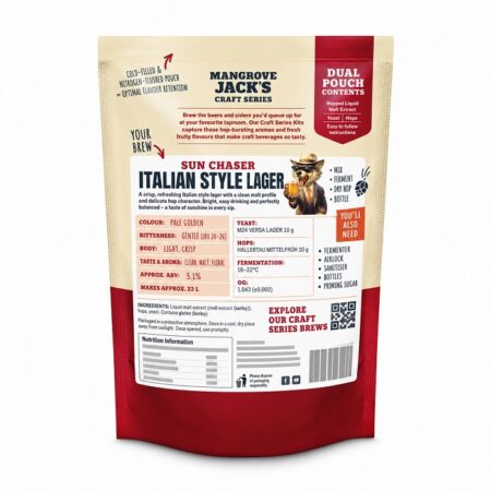 Alternative view of Mangrove Jack’s Sun Chaser Italian Style Lager – Beer Kit 23 L